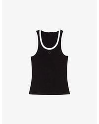Maje - Logo-Embroidered Ribbed Stretch-Cotton Tank Top - Lyst