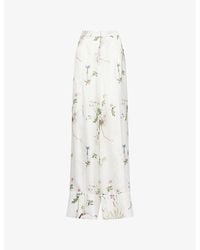 Erdem - Graphic-Pattern Wide-Leg Silk Trousers - Lyst