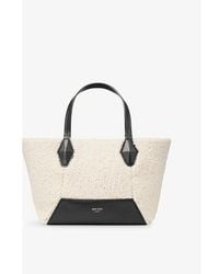Jimmy Choo - Diamond Logo-Embossed Small Shearling And Leather Tote Bag - Lyst