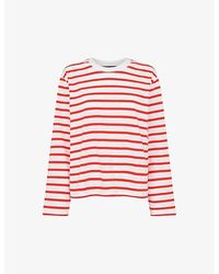 Whistles - Striped Long-Sleeve Cotton Top - Lyst