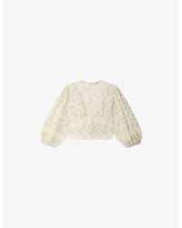 Sandro - Floral-Print Cropped Woven Top - Lyst