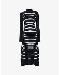 eem - Striped High-Neck Knitted Midi Dress - Lyst