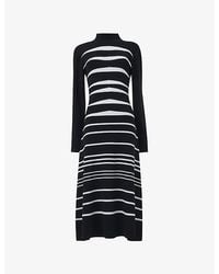 eem - Striped High-Neck Knitted Midi Dress - Lyst