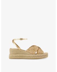 Jimmy Choo - Aella 60 Raffia Wedge Sandals - Lyst