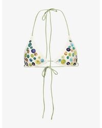 Jaded London - Agoya Shell Trim Triangle Bikini Top - Lyst