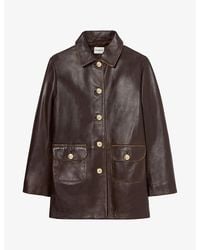 Claudie Pierlot - Distressed-Effect Relaxed-Fit Leather Jacket - Lyst