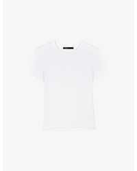 Maje - Brand-Embroidered Ribbed Cotton-Jersey T-Shirt - Lyst