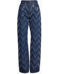 Missoni - Chevron-pattern Sequin-embellished Straight-leg Jeans - Lyst