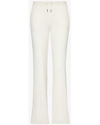Juicy Couture - Rhinestone-embellished Straight-leg Mid-rise Velour jogging Bottom - Lyst