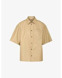 Prada - Short-sleeved Spread-collar Boxy-fit Leather Shirt - Lyst