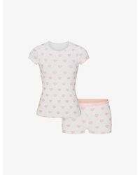 Skims - Pointelle Stretch-Cotton Baby Tee And Shorts Set - Lyst