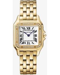 Cartier - Crwjpn0016 Panthère De Medium 18ct Yellow-gold And 0.31ct Brilliant-cut Diamond Quartz Watch - Lyst