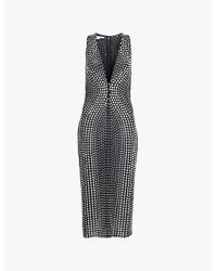 Stella McCartney - V-Neckline Crystal-Embellished Mesh Midi Dress - Lyst