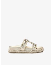 Carvela Kurt Geiger - Sorella Crystal-Embellished Faux-Leather Sandals - Lyst