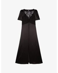 The Kooples - Lace-Embroidered Puff-Sleeve Silk Maxi Dress - Lyst