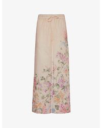 Zimmermann - Halliday Floral-print Linen Trousers - Lyst