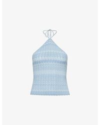 Faithfull the Brand - Ria Chevron-Pattern Woven Halterneck Top - Lyst