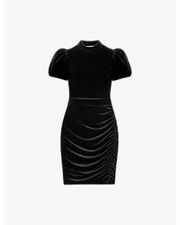 Ro&zo - Madison Puff-Sleeved Stretch-Velvet Mini Dress - Lyst