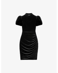 Ro&zo - Madison Puff-Sleeved Stretch-Velvet Mini Dress - Lyst