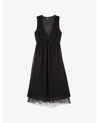 The Kooples - Lace-Trim Sleeveless Satin Midi Dress - Lyst
