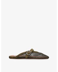 Alaïa - Fishnet Suede Mules - Lyst