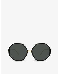 Linda Farrow - Alona Hexagonal-frame Acetate And 22ct Gold-plated Titanium Sunglasses - Lyst