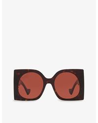 Gucci - gg1254s Cut-out Interlocking-g Tortoiseshell-acetate Sunglasses - Lyst