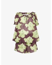 Desmond & Dempsey - Idyllic Short-Sleeve Cotton Pyjama Set - Lyst
