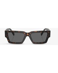 Versace - Ve4459 Rectangular-frame Tortoiseshell Acetate Sunglasses - Lyst
