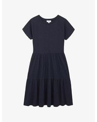 The White Company - Tiered Short-Sleeve Cotton-Jersey Knee-Length Dress - Lyst