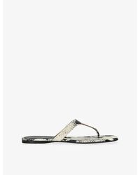 KHAITE - Archer Thong Leather Flat Sandals - Lyst