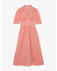 Reiss - Poppy Short-Sleeve Woven Midi Dress - Lyst