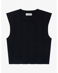 Sandro - Cropped Ribbed Knitted Top - Lyst
