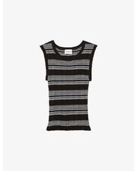 Claudie Pierlot - Striped Ribbed Knitted Top - Lyst
