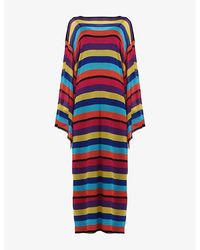 eem - Stripe-Print Knitted Maxi Kaftan - Lyst