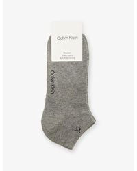 Calvin Klein - Logo Stretch-Cotton Trainer Socks Pack Of Three - Lyst