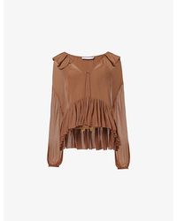 eem - Ruffle-Detail Long-Sleeve Woven Top - Lyst