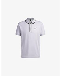 BOSS - Branded Short-Sleeved Stretch-Cotton Polo Shirt - Lyst