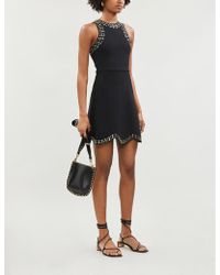 Sandro Embellished-trim Stretch-knit Dress - Black