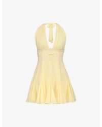 House Of Cb - Ailani Halter Neck Woven Mini Dress Xs (A-C Cup) - Lyst