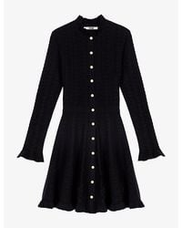 Maje - Long-Sleeved Knitted Cotton-Blend Mini Dress - Lyst