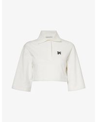 Palm Angels - Logo-embroidered Cropped Cotton-piqué Polo Shirt - Lyst