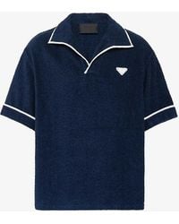 Prada - Short-sleeved Brand-plaque Oversized-fit Cotton Shirt X - Lyst