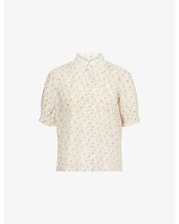ME+EM - Embroidered-Collar Sweet-Pea Print Cotton-Silk Blouse - Lyst