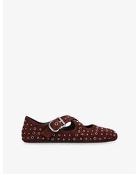 Alaïa - Criss Cross Suede Ballet Flats - Lyst
