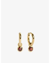 Monica Vinader - January Birthstone 18Ct- Vermeil And Garnet Huggie Earrings - Lyst