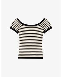 Maje - Boat-Neckline Stripe Ribbed-Knit Top - Lyst