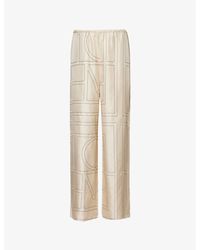 TOTEME - Monogram-Print Silk-Twill Pyjama Bottoms - Lyst
