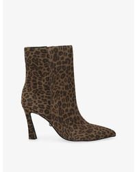 Kurt Geiger - Candy Leopard Heeled Suede Ankle Boots - Lyst