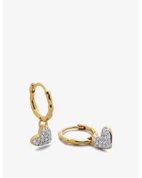 Monica Vinader - Heart 18Ct-Plated Vermeil Sterling- And 1.7Ct Lab-Grown Diamond Huggie Earrings - Lyst